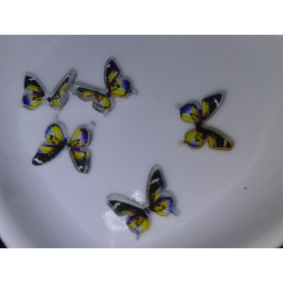 3d vlindertjes 1 cm. geel zwart